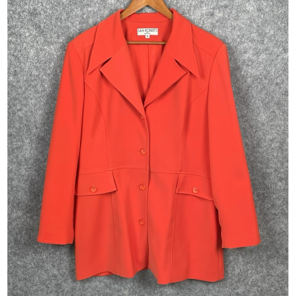 Vintage 90s Sam Roberts Coral Pea Coat Womens 16 Spring Colorful Made in USA